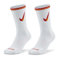 Crew Everyday Socks "White Nike Red Logo"