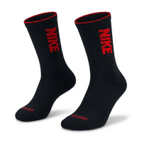Crew Everyday Socks "Black Nike Red Letters"
