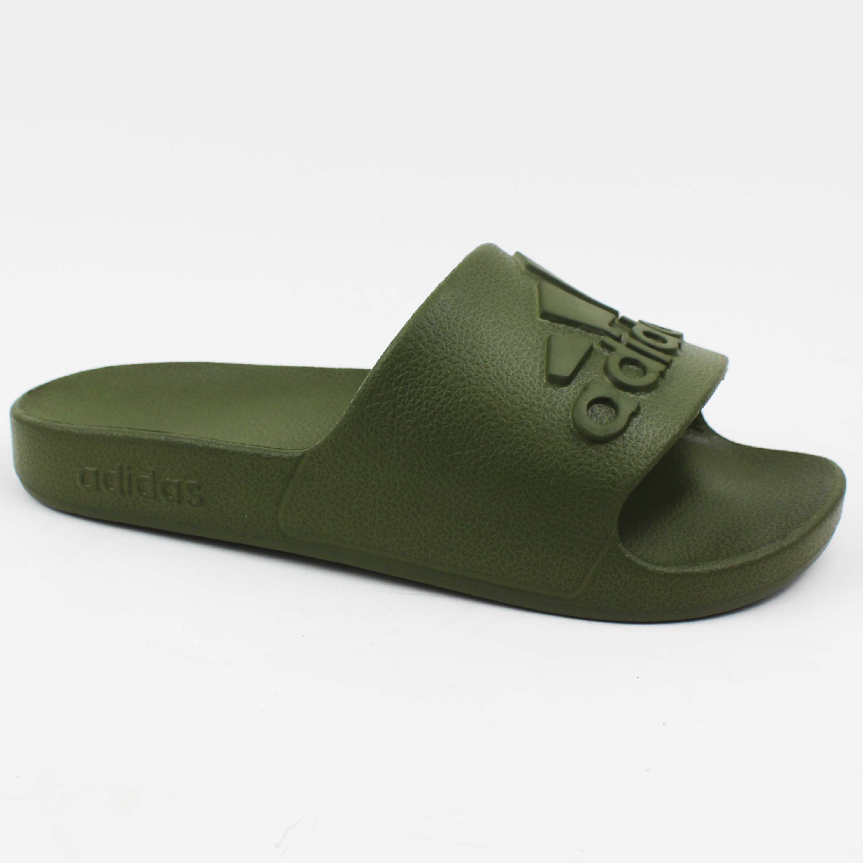 Adilette Aqua Slides "Oily-Green"