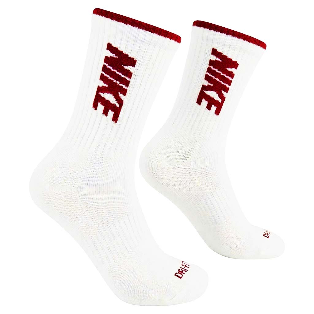 Crew Everyday Socks "Nike White Letters Red"