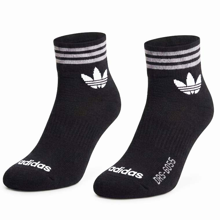 Quarter Everyday Socks "Black Adidas Stripes"