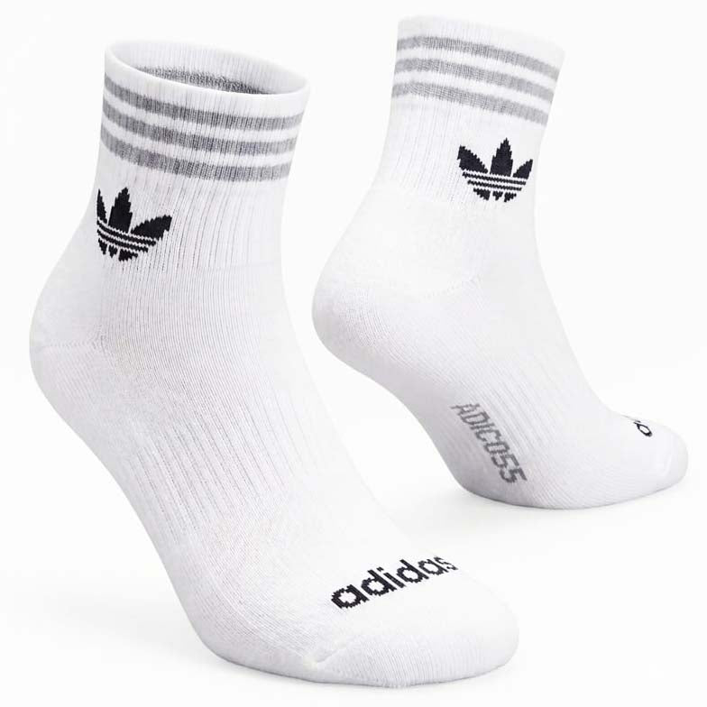 Quarter Everyday Socks "White Adidas Stripes"