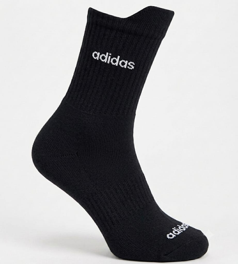 Quarter Tab Everyday Socks "Black Adidas Letters"