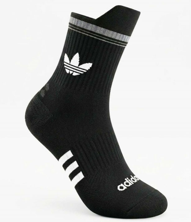 Quarter Tab Everyday Socks "Black Adidas Stripes"