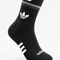 Quarter Tab Everyday Socks "Black Adidas Stripes"