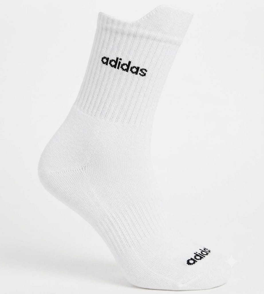 Quarter Tab Everyday Socks "White Adidas Latters"