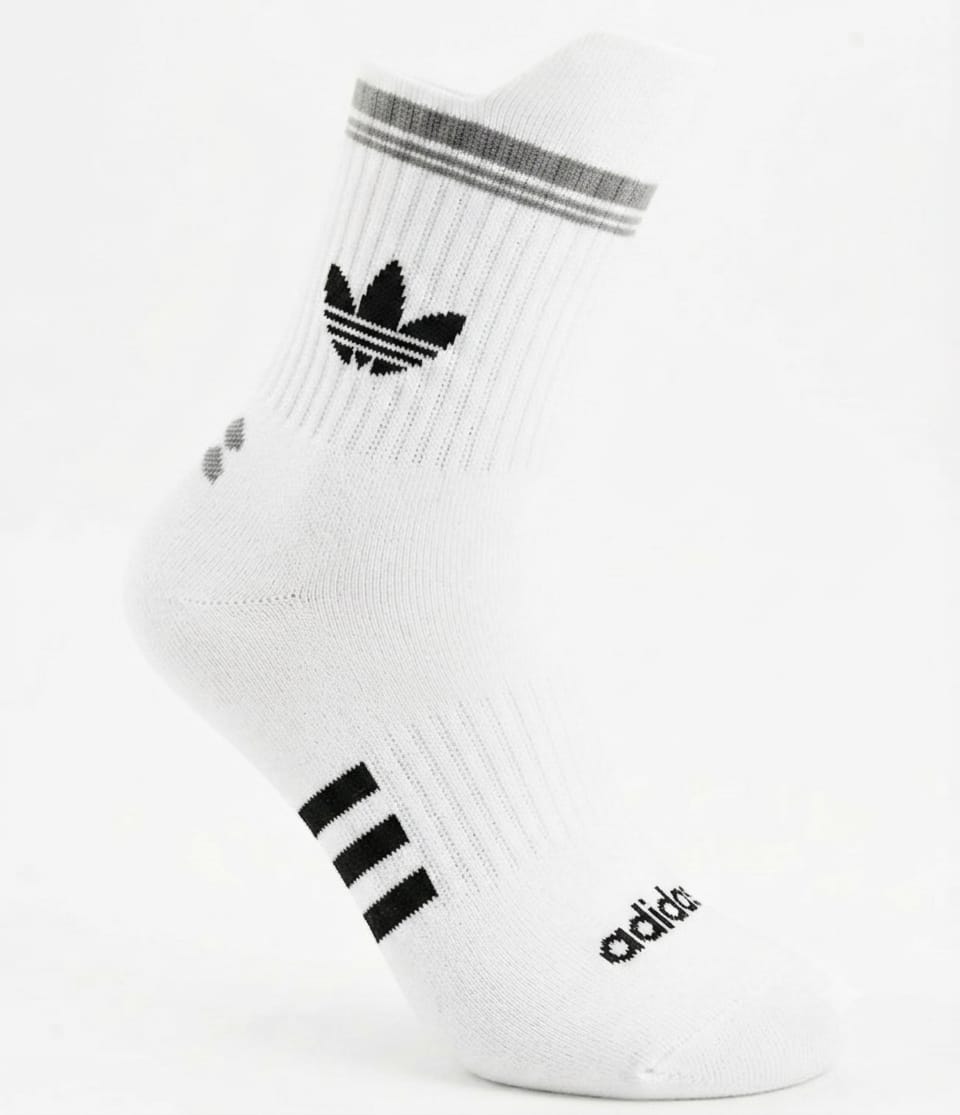 Quarter Tab Everyday Socks "White Adidas Stripes"