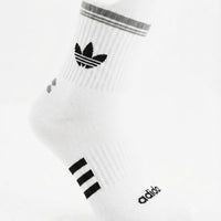 Quarter Tab Everyday Socks "White Adidas Stripes"