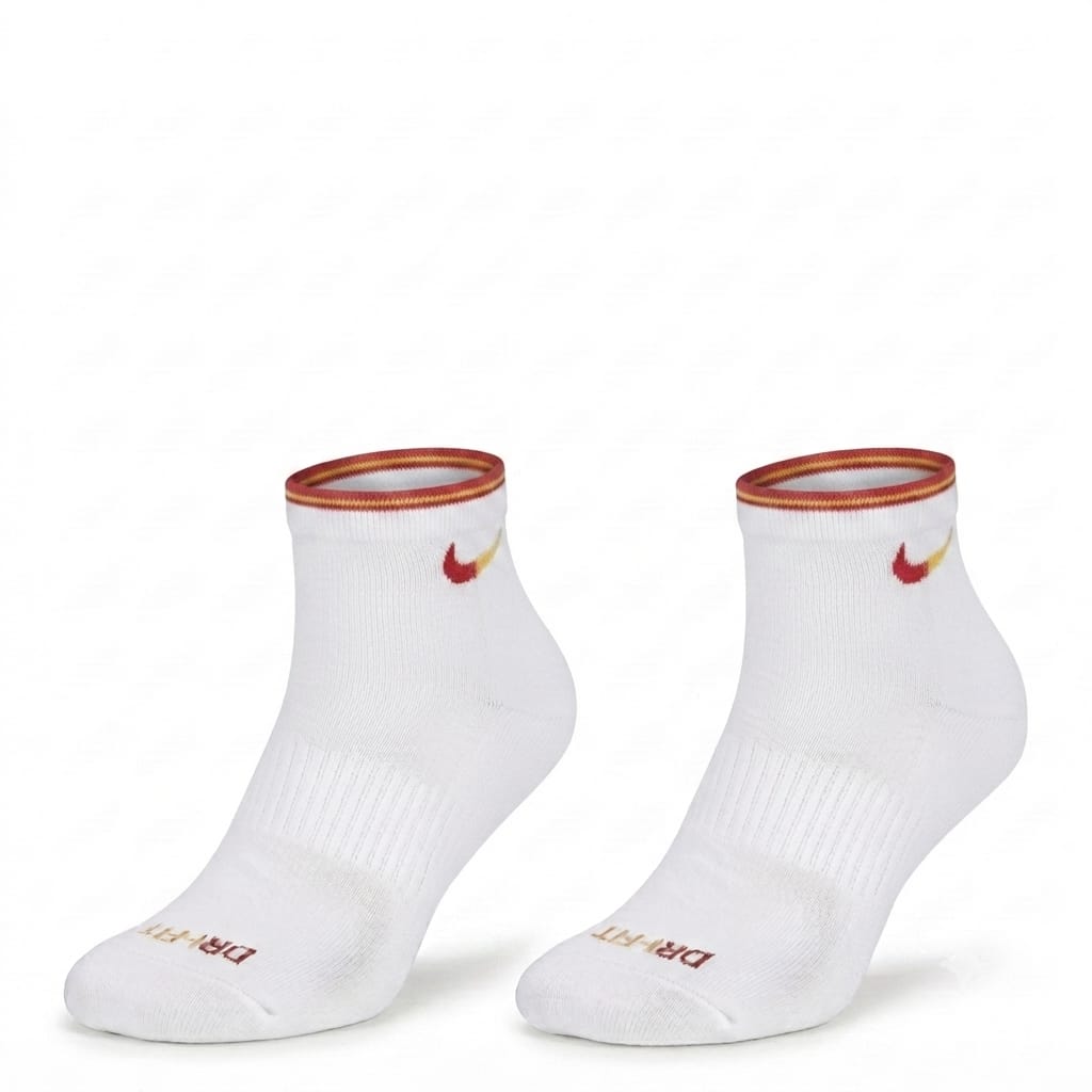 Quarter Everyday Socks "White NikeRed Logo"