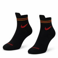 Quarter Tab Everyday Socks "Black Nike Red Logo"