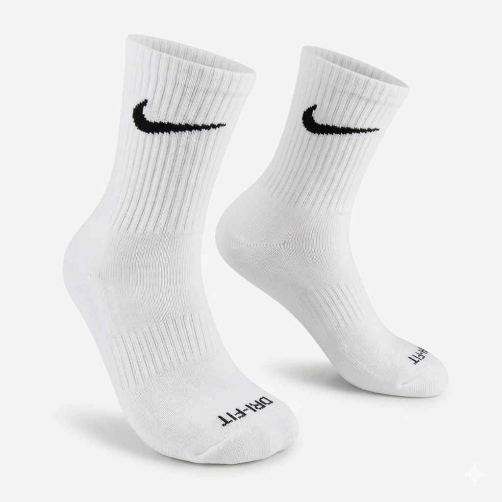 Crew Everyday Socks "White Nike Logo"